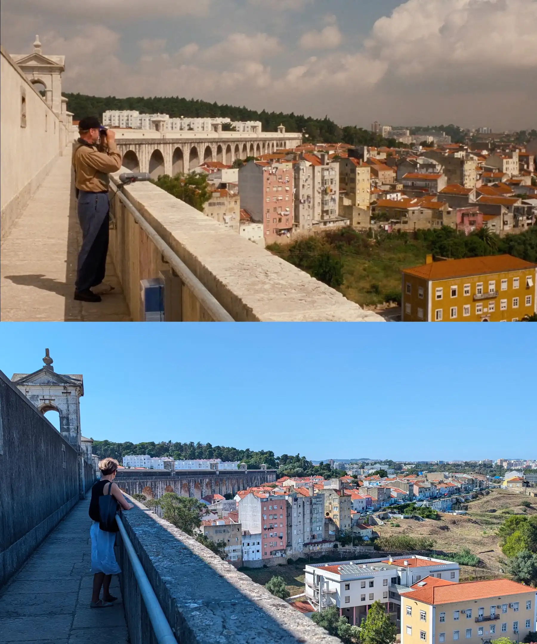 Diptych showing old and current day Lisbon 2