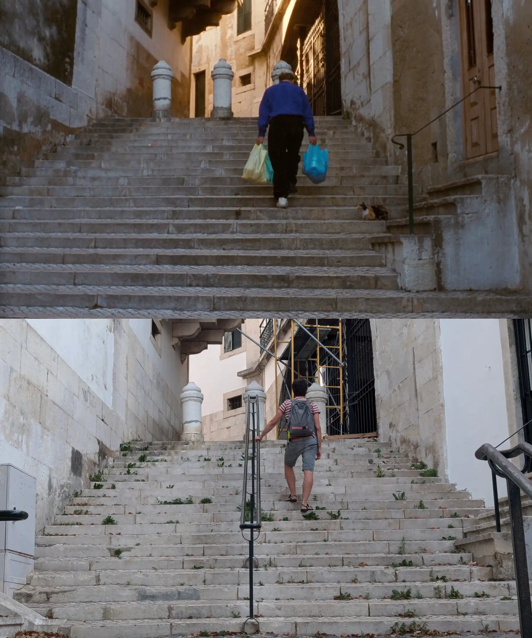 Diptych showing old and current day Lisbon 4