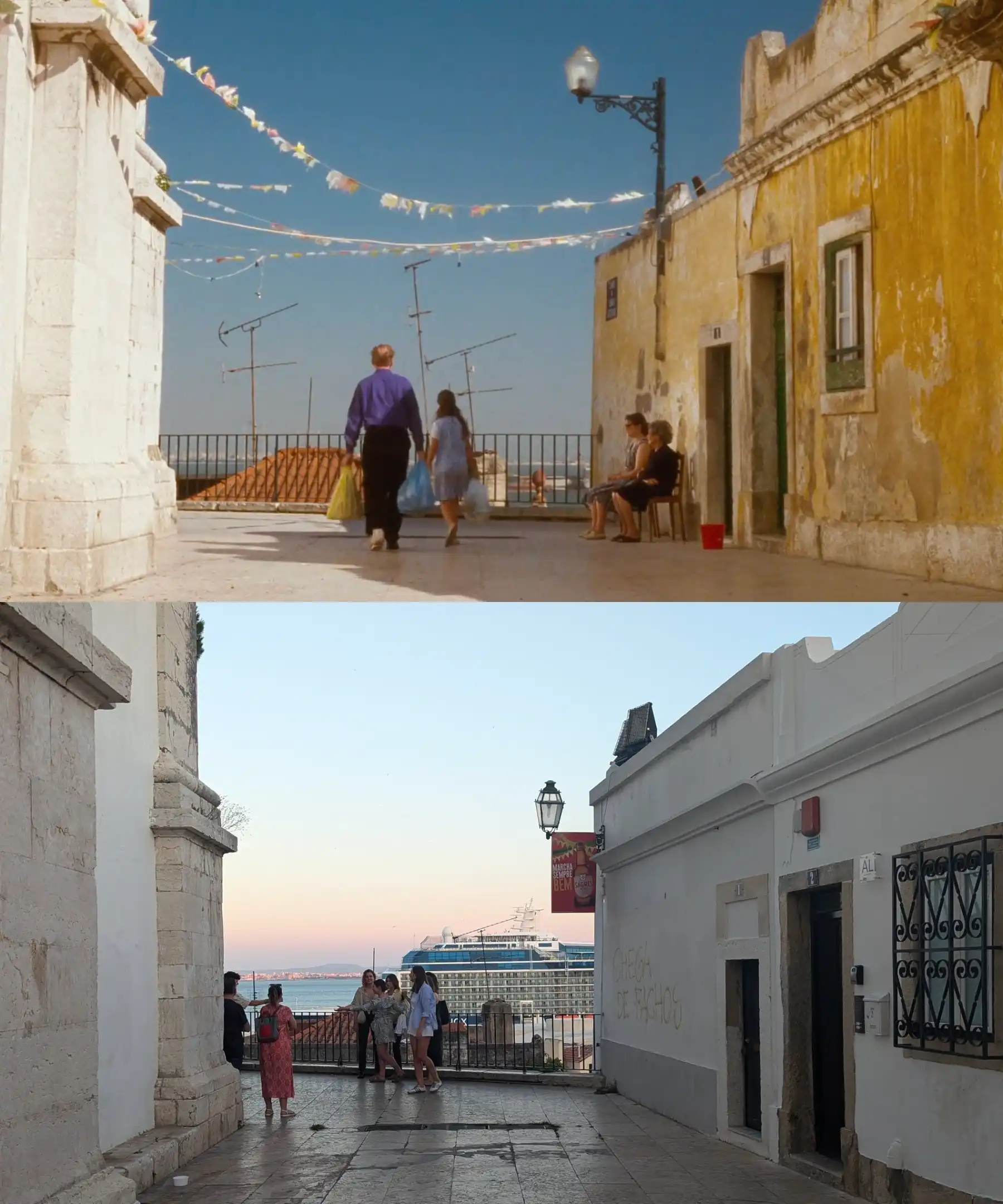 Diptych showing old and current day Lisbon 5