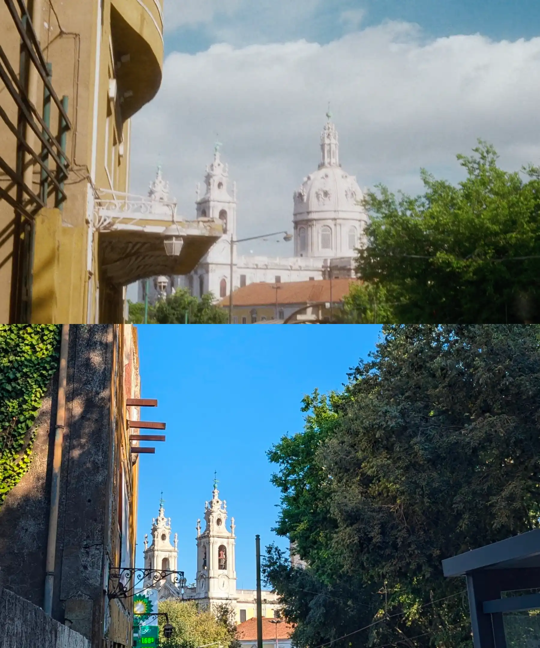 Diptych showing old and current day Lisbon 6